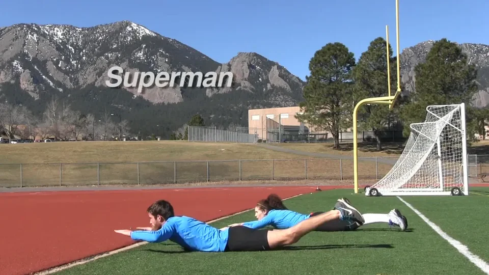 Superman exercise hold position