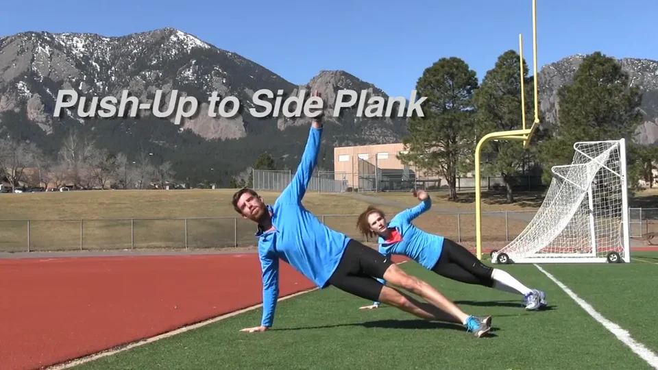 Push-up into side plank transition
