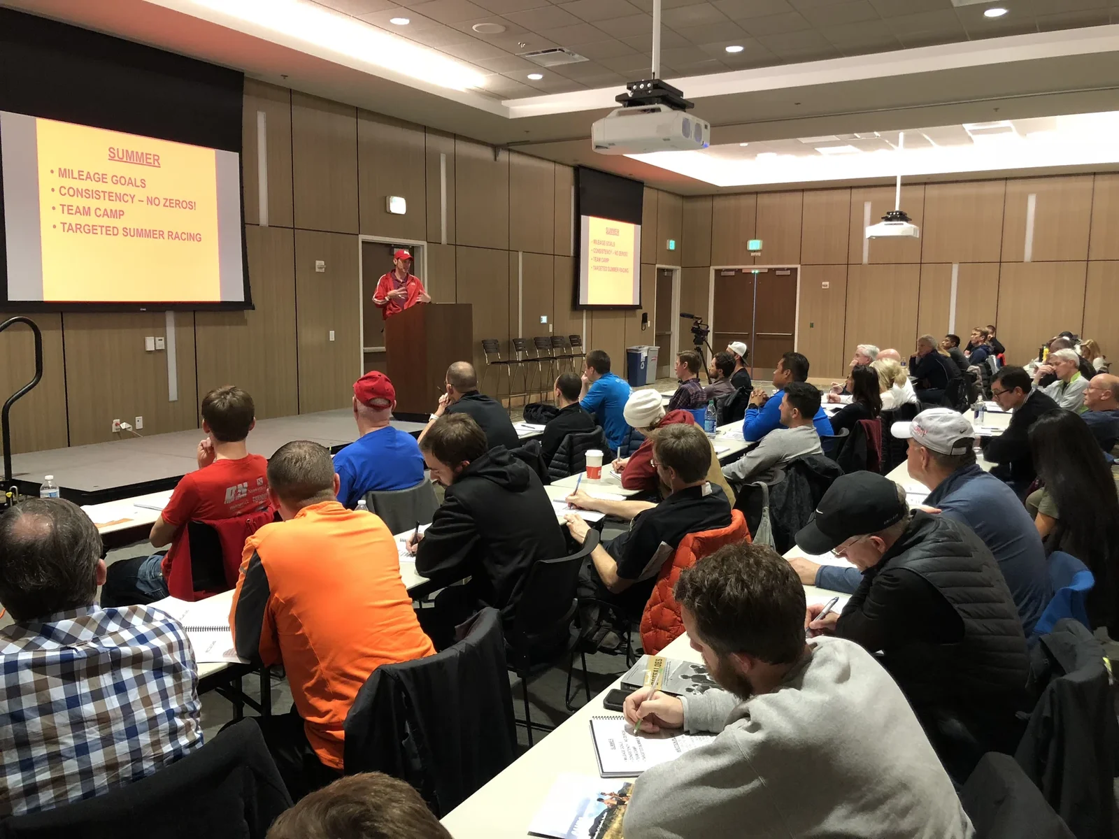 Timo Mostert presenting at Boulder Running Clinics
